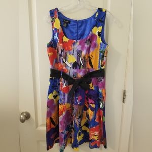 Bright floral fit and flare dress, size 8